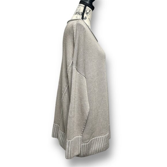 Lafayette 148 Jute Dove Cotton Silk Sweater Boxy Knit Academia Minimalist Sz L - Picture 9 of 13